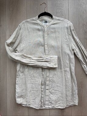 Le 31 beige linen button up dress shirt